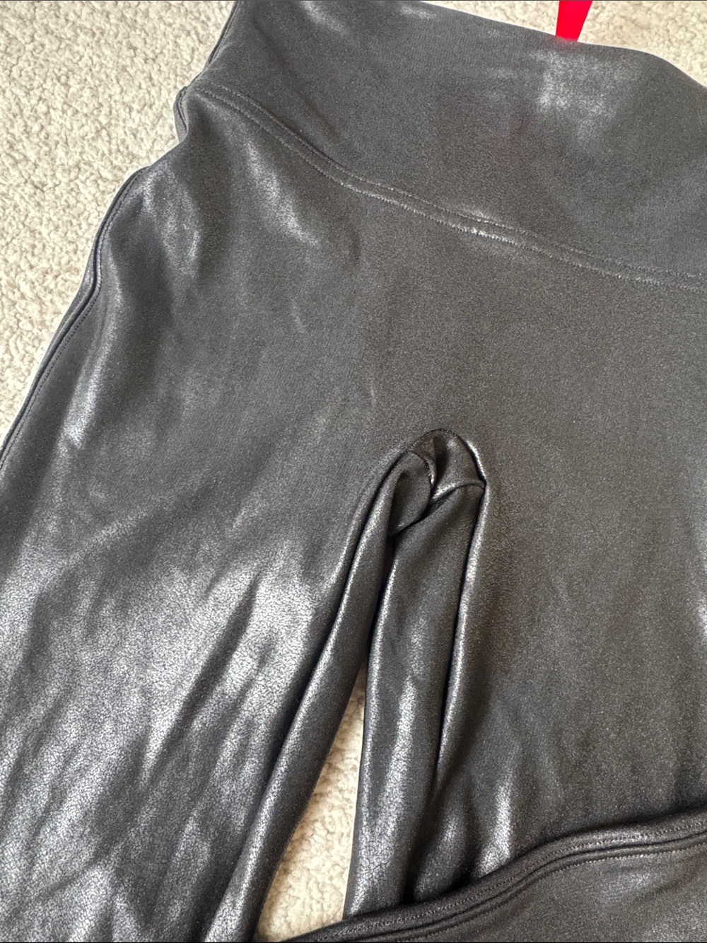 SPANX Shiny Black Faux-Leather Leggings - Picture 4 of 6